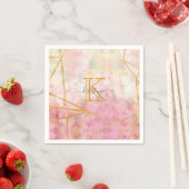 Girly Pink Gold Glitter Sparkle Monogram Floral Servet (Insitu)