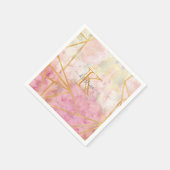 Girly Pink Gold Glitter Sparkle Monogram Floral Servet (Hoek)