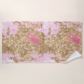 Girly Pink Gold Glitter Strandlaken (Voorkant)