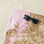 Girly Pink Gold Glitter Strandlaken (In situ)