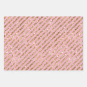 Girly Pink Gold Glitter Stripes Inpakpapier Vel (Voorkant 2)