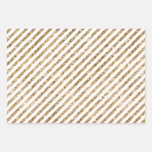 Girly Pink Gold Glitter Stripes Inpakpapier Vel (Voorkant)