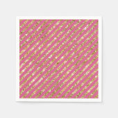 Girly Pink Gold Glitter Stripes Servet (Voorkant)