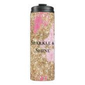 Girly Pink Gold Glitter Thermosbeker (Voorkant)