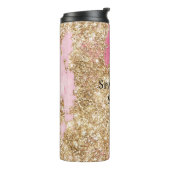 Girly Pink Gold Glitter Thermosbeker (Gedraaid links)