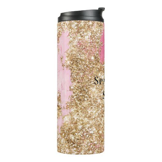 Girly Pink Gold Glitter Thermosbeker (Gedraaid links)