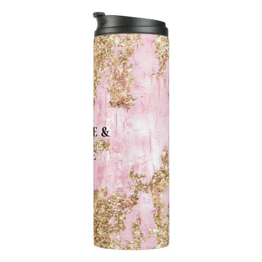 Girly Pink Gold Glitter Thermosbeker (Geroteerd rechts)