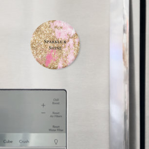 Girly Pink Gold Glitter Verjaardag Magneet