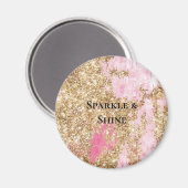 Girly Pink Gold Glitter Verjaardag Magneet (Voorkant / Achterkant)