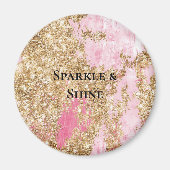 Girly Pink Gold Glitter Verjaardag Magneet (Voorkant)