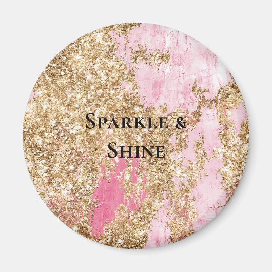 Girly Pink Gold Glitter Verjaardag Magneet (Voorkant)