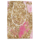 Girly Pink Gold Glitter Verjaardag Medium Cadeauzakje (Voorkant)