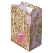 Girly Pink Gold Glitter Verjaardag Medium Cadeauzakje (Achterkant Gekanteld)