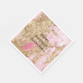 Girly Pink Gold Glitter Verjaardag Servet (Hoek)