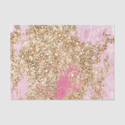 Girly Pink Gold Glitter Verjaardag Tissuepapier (Voorkant)