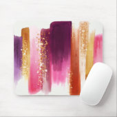 Girly Pink Gold Glitter Waterverf Brusstrokes Muismat (Met muis)