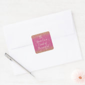 Girly Pink Gold Glitter Wees mooi Vierkante Sticker (Envelop)