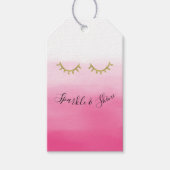 Girly Pink Gold Glitter Wimpers Verjaardag Cadeaulabel (Voorkant)