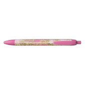 Girly Pink Gold Glitter Zwarte Inkt Pen (Achterkant)