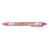 Girly Pink Gold Glitter Zwarte Inkt Pen (Bodem)