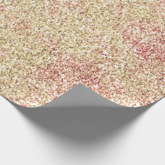 Girly Pink Gold Glitz Glitter Cadeaupapier (Hoek)