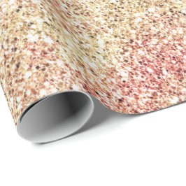 Girly Pink Gold Glitz Glitter Cadeaupapier