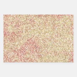 Girly Pink Gold Glitz Glitter Ombre Wrapping Paper