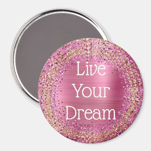 Girly Pink Gold Glitzy Sparkle Glitter Magneet (Voorkant / Achterkant)