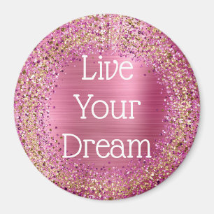 Girly Pink Gold Glitzy Sparkle Glitter Magneet