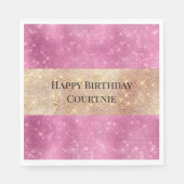 Girly Pink Gold Glitzy Sparkle Servet (Voorkant)