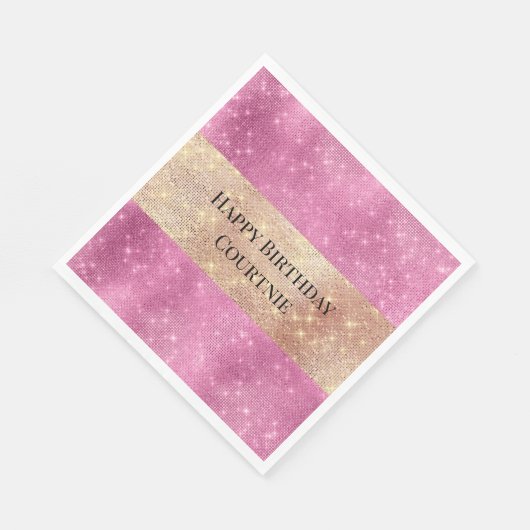 Girly Pink Gold Glitzy Sparkle Servet (Hoek)