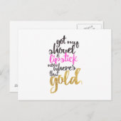 Girly Pink Gold Gold Gold Digger Typografie Briefkaart (Voorkant / Achterkant)