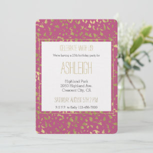 Girly Pink Gold Leopard Animal verjaardag Kaart