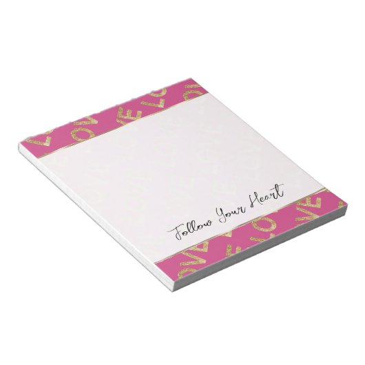 Girly Pink Gold Liefde Notitieblok (Schuin)
