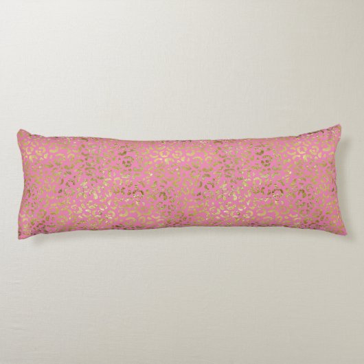 Girly Pink Gold Luipaard Print Lichaamskussen (Achterkant)