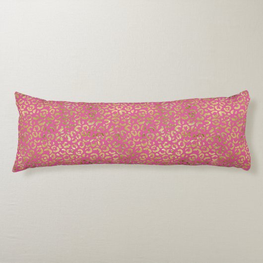 Girly Pink Gold Luipaard Print Lichaamskussen (Voorkant)