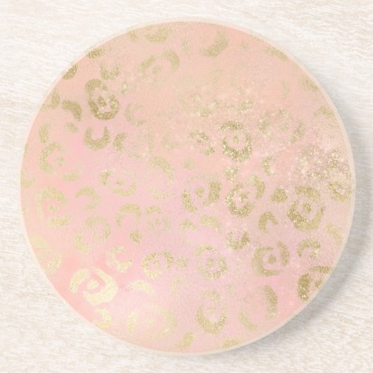 Girly Pink Gold Luipaard Zandsteen Onderzetter (Voorkant)