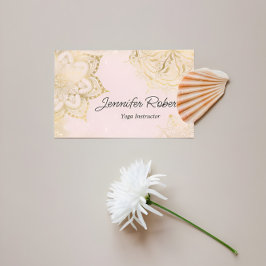 Girly Pink Gold Mandala Yoga Instructeur Floral Visitekaartje