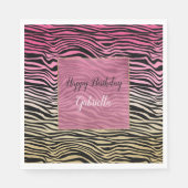 Girly Pink Gold Ombre Waterverf Black Zebra Print Servet (Voorkant)