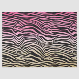 Girly Pink Gold Ombre Waterverf Black Zebra Print Tissuepapier