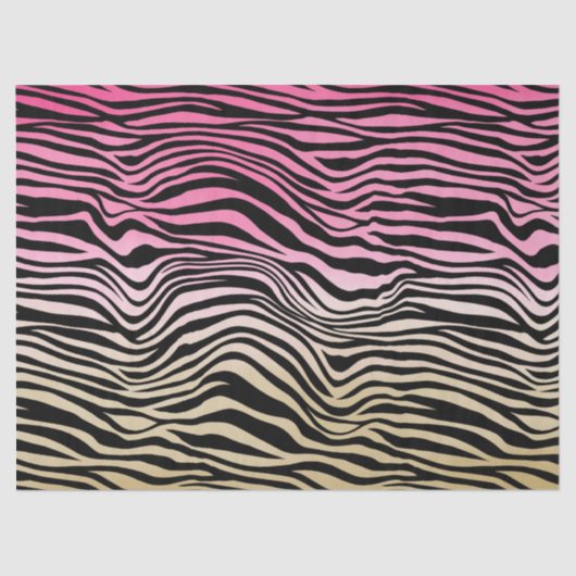 Girly Pink Gold Ombre Waterverf Black Zebra Print Tissuepapier (Voorkant)