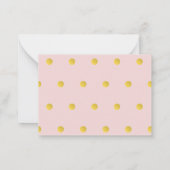 Girly Pink Gold Polka Dot gepersonaliseerd Notitiekaartje (Achterkant)