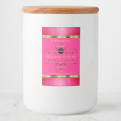 Girly Pink Gold Product Label Glitter Borders Logo Voedselcontainer Etiket (Voorkant)