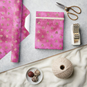 Girly Pink Gold Rozen Cadeaupapier