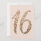 Girly Pink Gold Scattered Glitter Ombre Sweet 16 Kaart (Achterkant)
