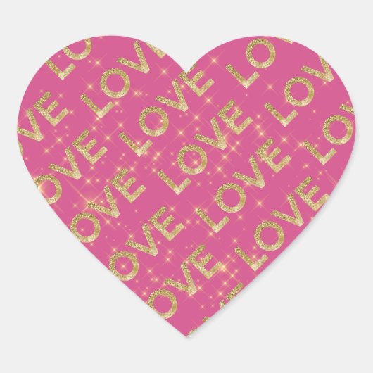 Girly Pink Gold Sparkle Love Hart Sticker (Voorkant)