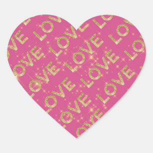 Girly Pink Gold Sparkle Love Hart Sticker