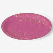 Girly Pink Gold Sparkles Confetti Glitter Papieren Bordje (Gekanteld)