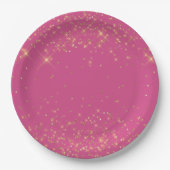 Girly Pink Gold Sparkles Confetti Glitter Papieren Bordje (Voorkant)