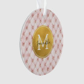 Girly Pink Gold Watercolor Confetti Monogram Ornament (voorkant)